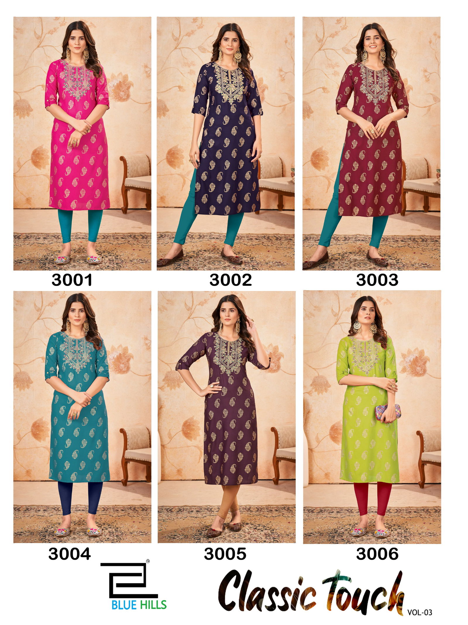 Blue Hills Classic Touch Vol 3 Rayon Printed Kurtis Wholesale Clothing Suppliers In India
